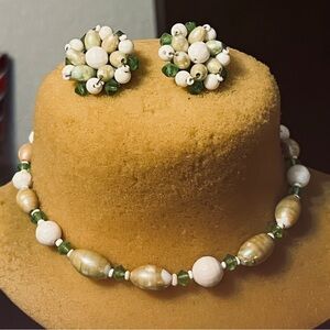 Vintage 50’s White Beaded Jewelry Set